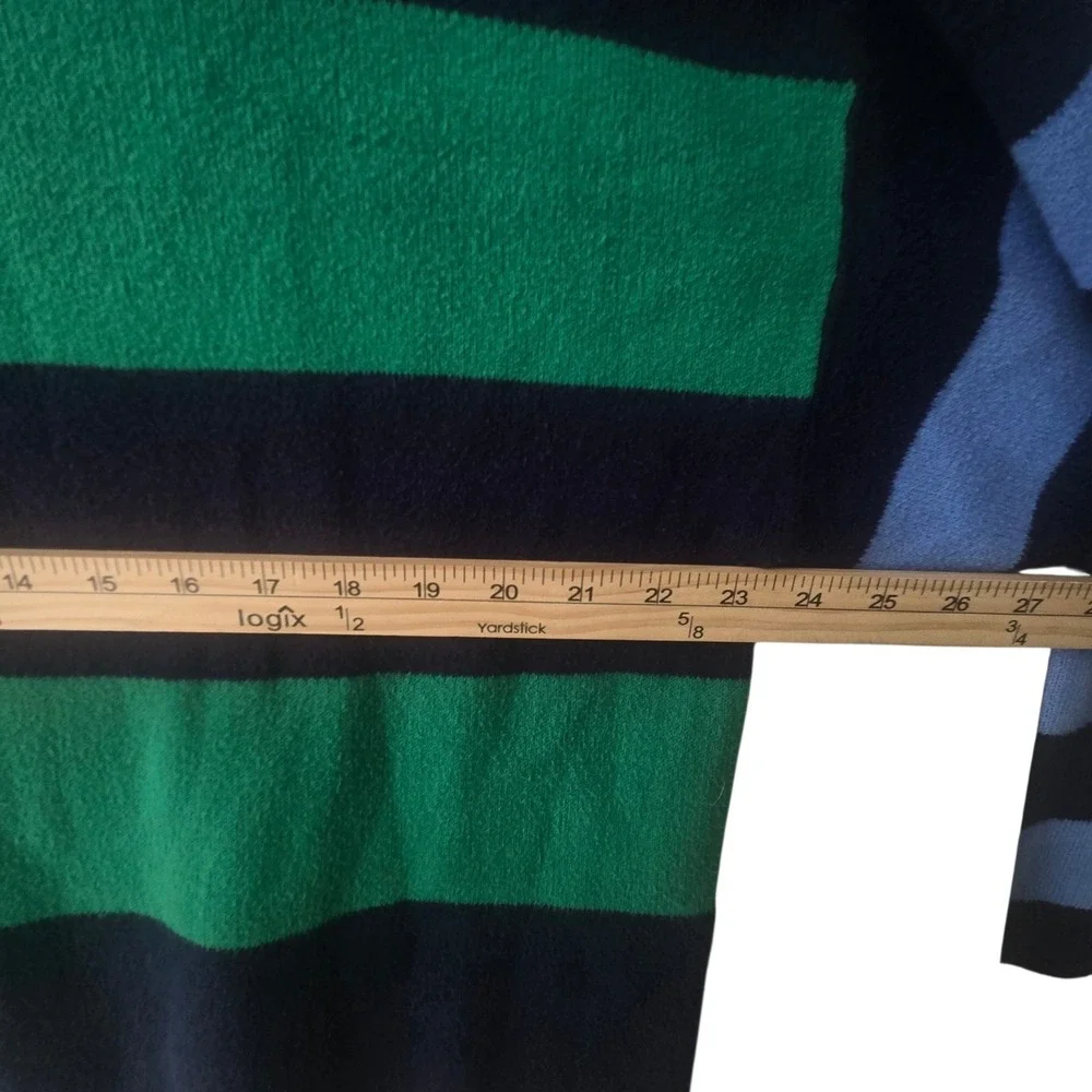 Old Navy SoSoft Mens L Green Navy Striped Crewneck Sweater Relaxed Preppy
